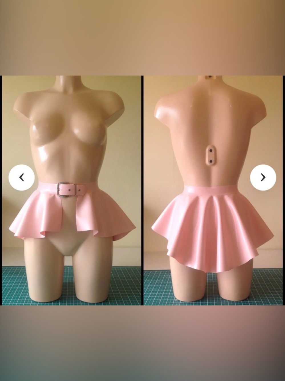 Rubber Latex Peplum Belt mini skirt with buckle - Picture 5 of 11